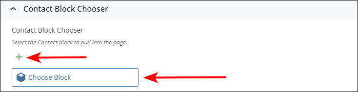 Field to choose the contacts block