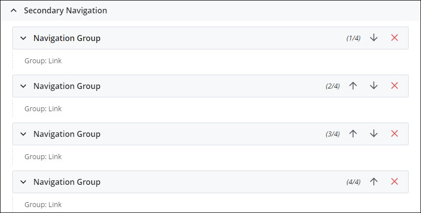 Secondary Navigation link groups