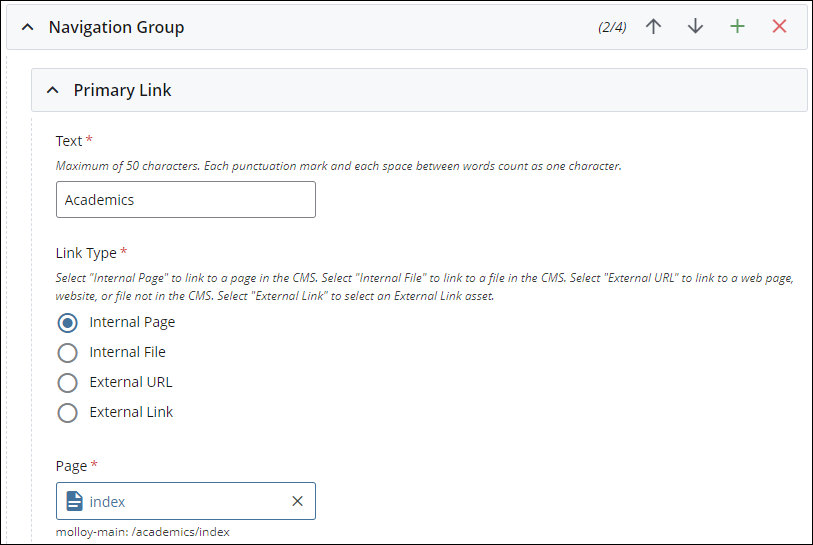 Navigation link fields