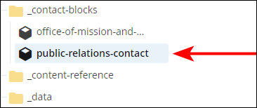 New Contacts block in the site tree