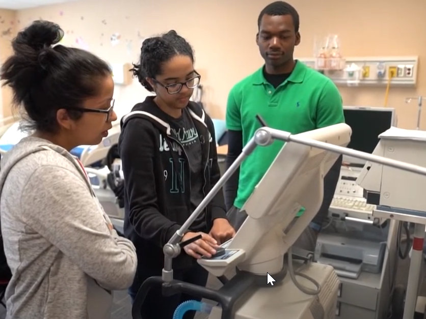 Respiratory students in a clinical training class