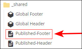 Published Footer page in the site tree