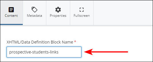 Quick Links block name