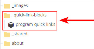 Quick Links block in site tree