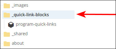 Quick Links folder selected