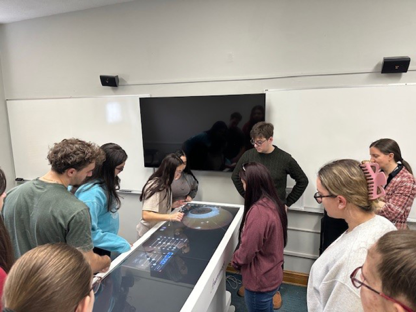 Molloy University students using the new Anatomage table