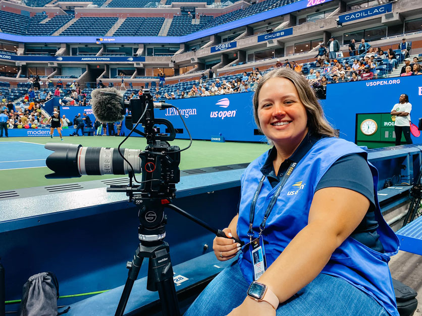 Bernadette Conway filming the U.S. Open