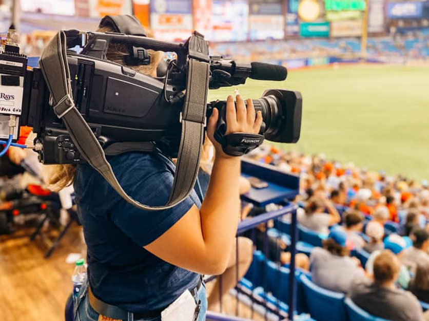 Bernadette Conway working for the Tampa Bay Rays