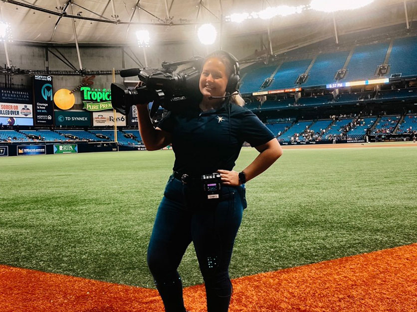 Bernadette Conway working for the Tampa Bay Rays