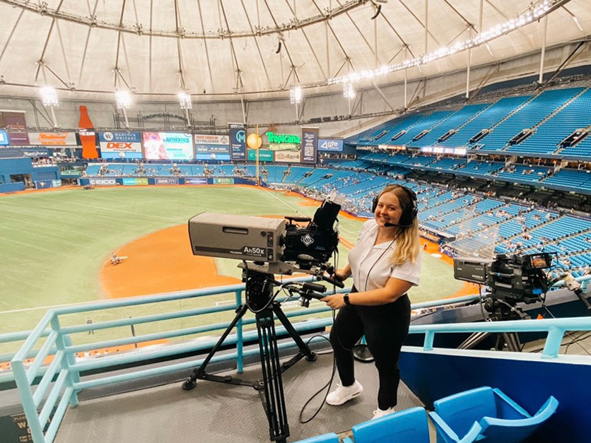 Bernadette Conway working for the Tampa Bay Rays